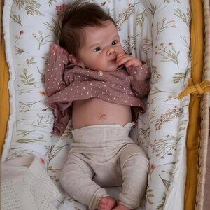 🆕18nch Vinyl Body Newborn Baby Poseable Limbs Open Eyes Pink meadow Girl